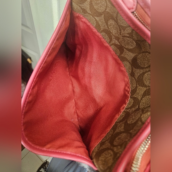 Coach signature file tan pink monogram crossbody bag handbag purse - Picture 9 of 12